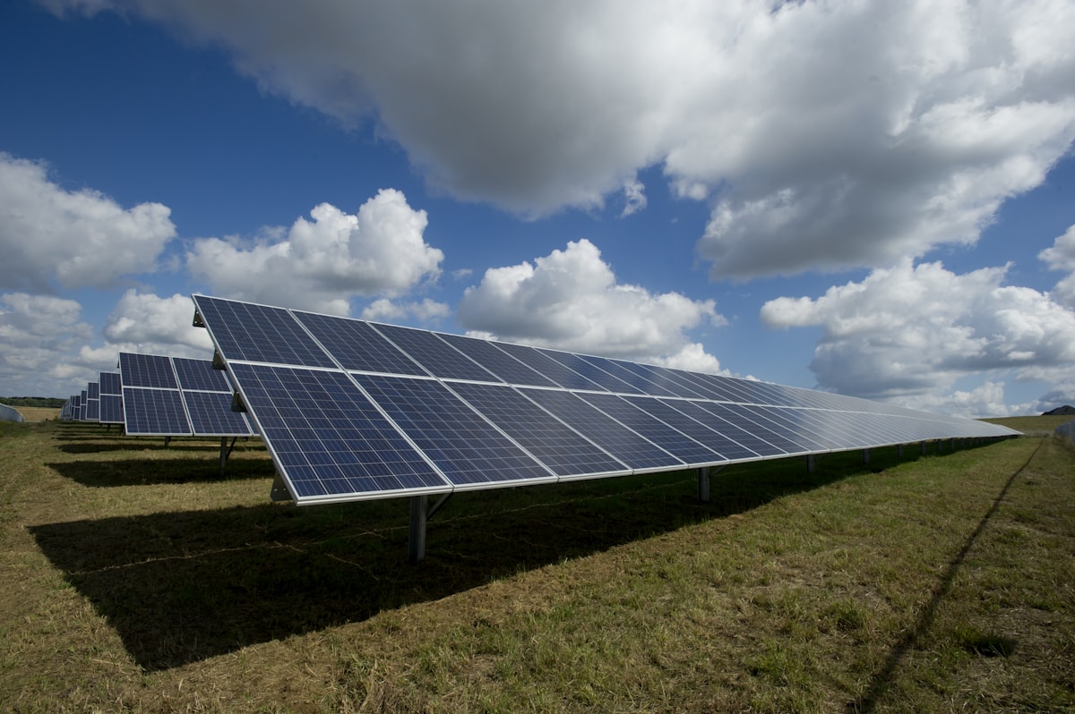 Residential rooftop solar panels on a suburban home